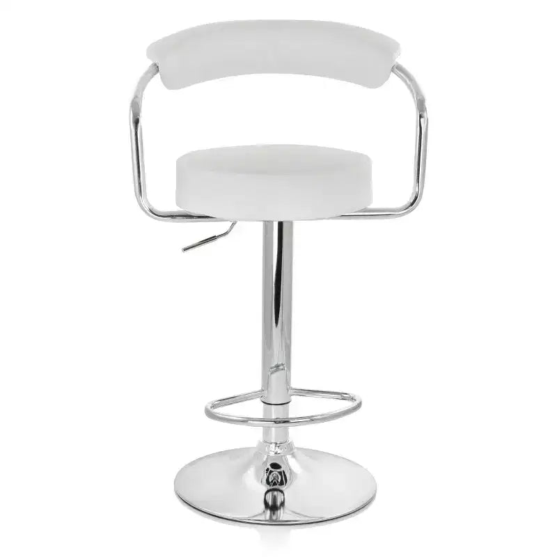 Elama 2 Piece Faux Leather Retro Adjustable Bar Stool with Chrome Handles and Base