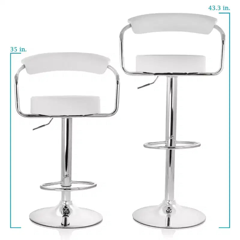 Elama 2 Piece Faux Leather Retro Adjustable Bar Stool with Chrome Handles and Base
