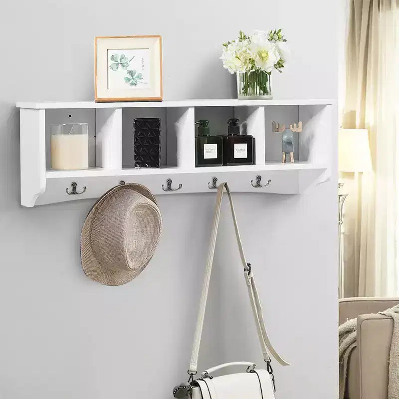 Costway Hanging Entryway Shelf Coat Rack Wall Mounted Storage Cabinets