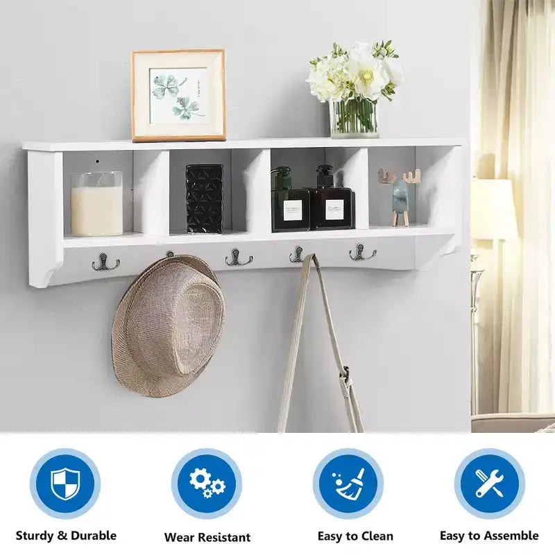 Costway Hanging Entryway Shelf Coat Rack Wall Mounted Storage Cabinets