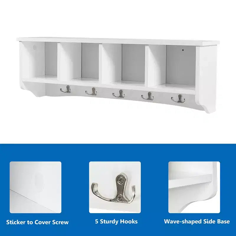 Costway Hanging Entryway Shelf Coat Rack Wall Mounted Storage Cabinets