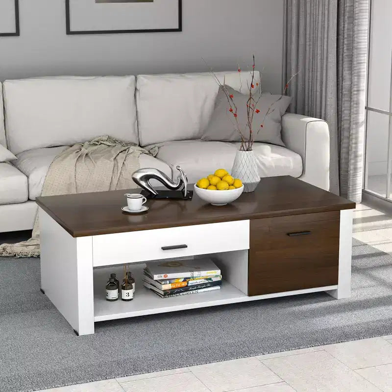 Costway Table Basse Moderne de Salon avec Tiroirs de Rangement et Compartiments