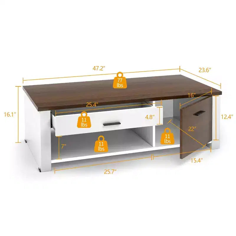 Costway Table Basse Moderne de Salon avec Tiroirs de Rangement et Compartiments