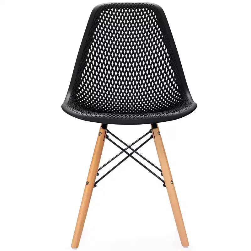 Costway Lot de 4 chaises en plastique ajourées avec pieds en bois style moderne du milieu du siècle