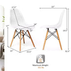 Costway Lot de 4 chaises en plastique ajourées avec pieds en bois style moderne du milieu du siècle