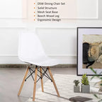 Costway Lot de 4 chaises en plastique ajourées avec pieds en bois style moderne du milieu du siècle