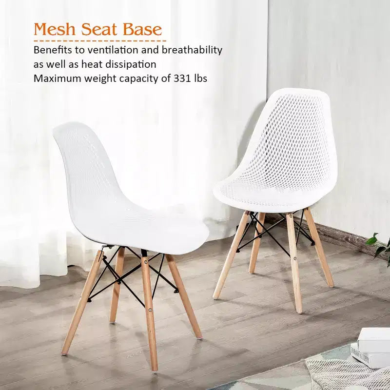 Costway Lot de 4 chaises en plastique ajourées avec pieds en bois style moderne du milieu du siècle