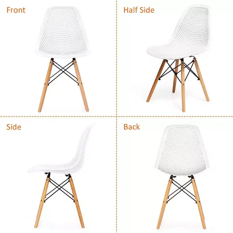 Costway Lot de 4 chaises en plastique ajourées avec pieds en bois style moderne du milieu du siècle