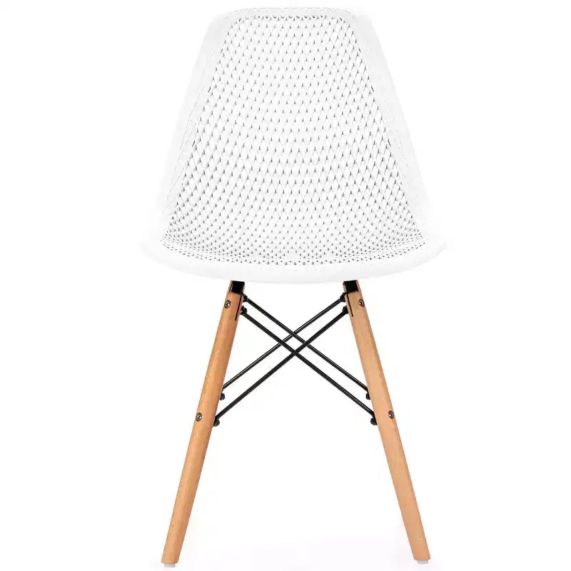 Costway Lot de 4 chaises en plastique ajourées avec pieds en bois style moderne du milieu du siècle