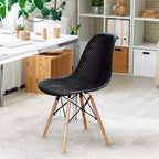 Costway Lot de 4 chaises en plastique ajourées avec pieds en bois style moderne du milieu du siècle