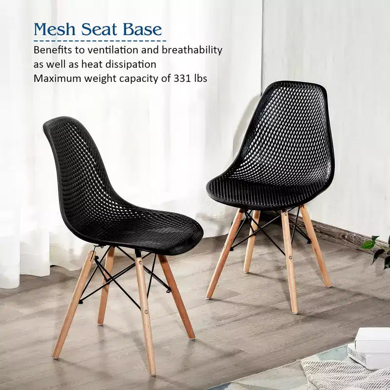 Costway Lot de 4 chaises en plastique ajourées avec pieds en bois style moderne du milieu du siècle