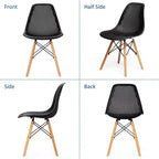Costway Lot de 4 chaises en plastique ajourées avec pieds en bois style moderne du milieu du siècle