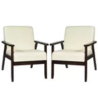 Costway Set of 2 Fabric Accent Armchair Solid Wood Upholstered Lounge Chair Yellow\Beige\Grey\ Orange\Blue\Grey