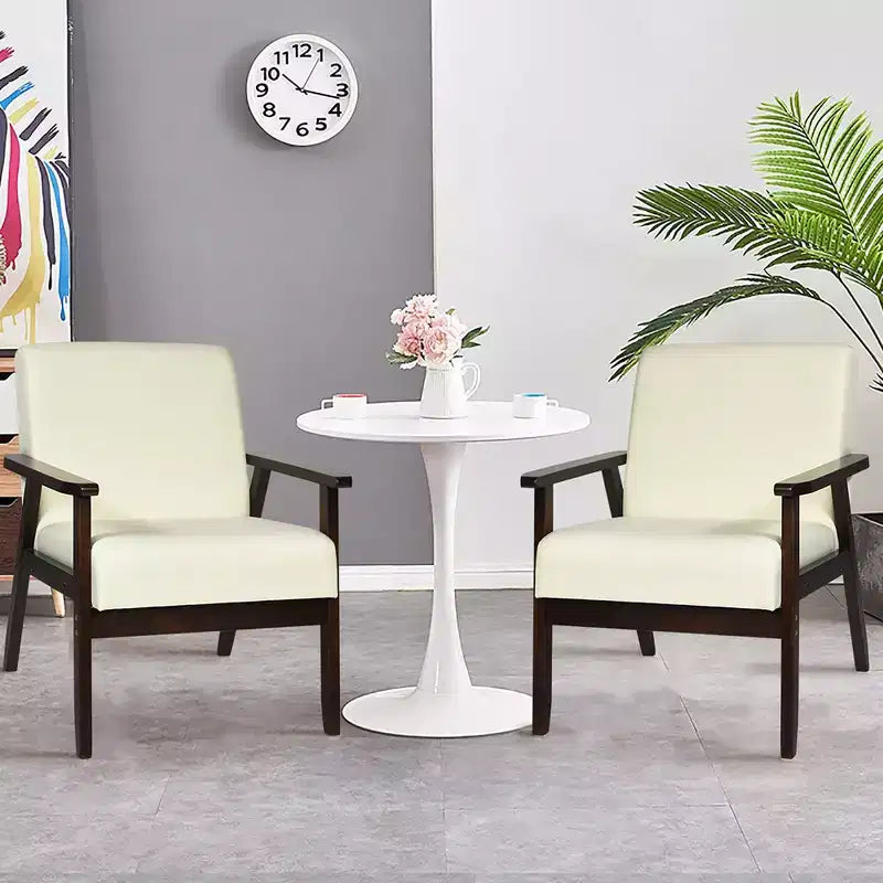 Costway Lot de 2 fauteuils d'appoint en tissu, bois massif, rembourrés, fauteuil de salon, jaune/beige/gris/orange/bleu/gris