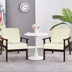 Costway Lot de 2 fauteuils d'appoint en tissu, bois massif, rembourrés, fauteuil de salon, jaune/beige/gris/orange/bleu/gris