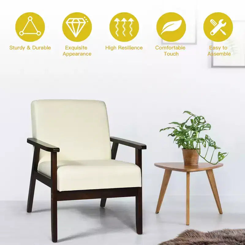 Costway Lot de 2 fauteuils d'appoint en tissu, bois massif, rembourrés, fauteuil de salon, jaune/beige/gris/orange/bleu/gris