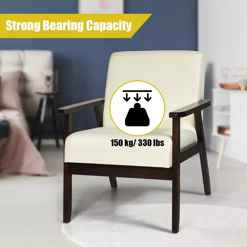 Costway Lot de 2 fauteuils d'appoint en tissu, bois massif, rembourrés, fauteuil de salon, jaune/beige/gris/orange/bleu/gris