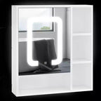 kleankin LED Light Medicine Cabinet with Mirror Door, Wall-Mounted Bathroom Vanity Organizer with Dimmer Touch Switch, and USB Charge, White