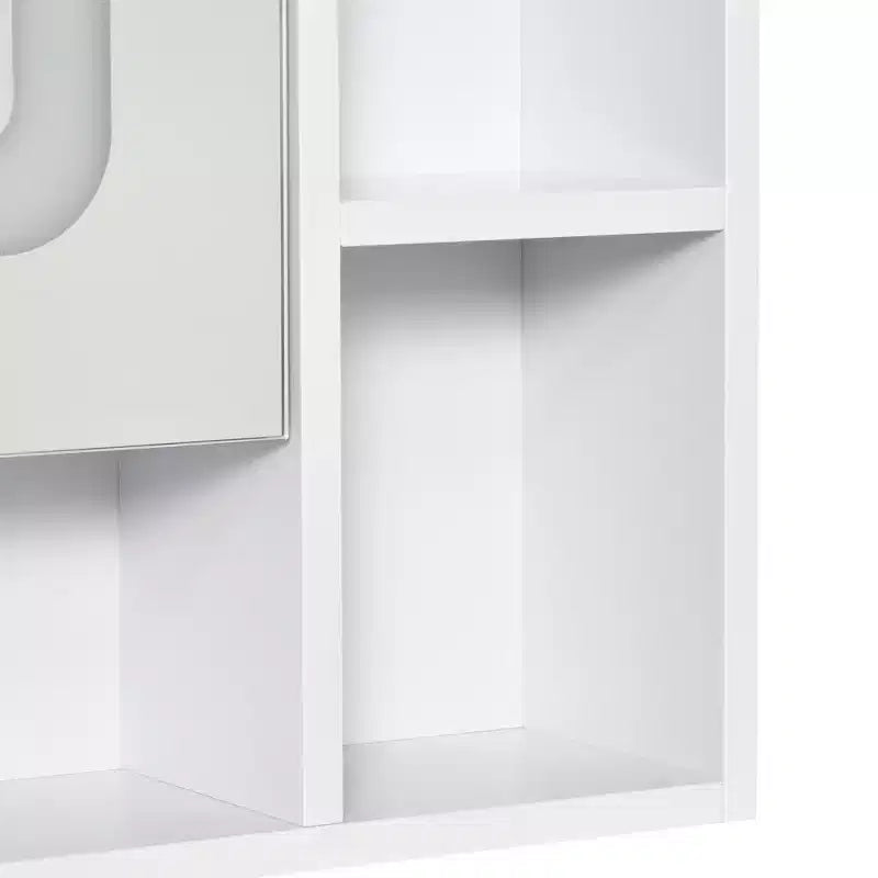 Armoire de toilette kleankin avec éclairage LED et miroir, meuble de rangement mural pour salle de bain avec interrupteur tactile variateur et chargement USB, blanc