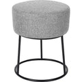 BirdRock Home Linen Foot Stool Ottoman with Metal Base - Grey