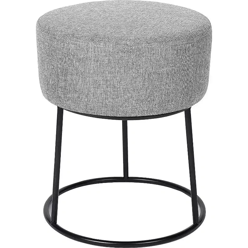 BirdRock Home Linen Foot Stool Ottoman with Metal Base - Grey