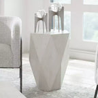 Table d'appoint géométrique Uttermost Modern White Ceruse 18 1/2 x 17 pour salon, chambre à coucher, chevet, entrée, bureau