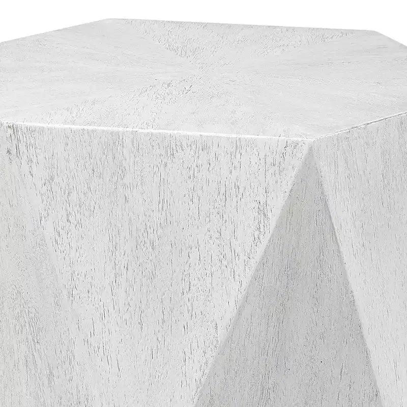 Table d'appoint géométrique Uttermost Modern White Ceruse 18 1/2 x 17 pour salon, chambre à coucher, chevet, entrée, bureau