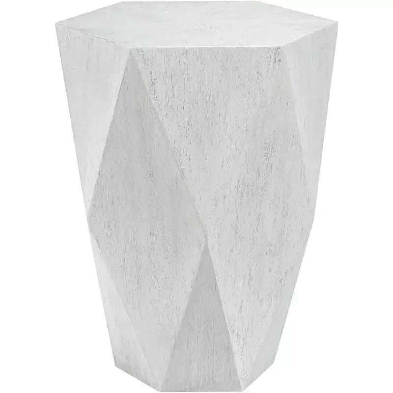 Table d'appoint géométrique Uttermost Modern White Ceruse 18 1/2 x 17 pour salon, chambre à coucher, chevet, entrée, bureau