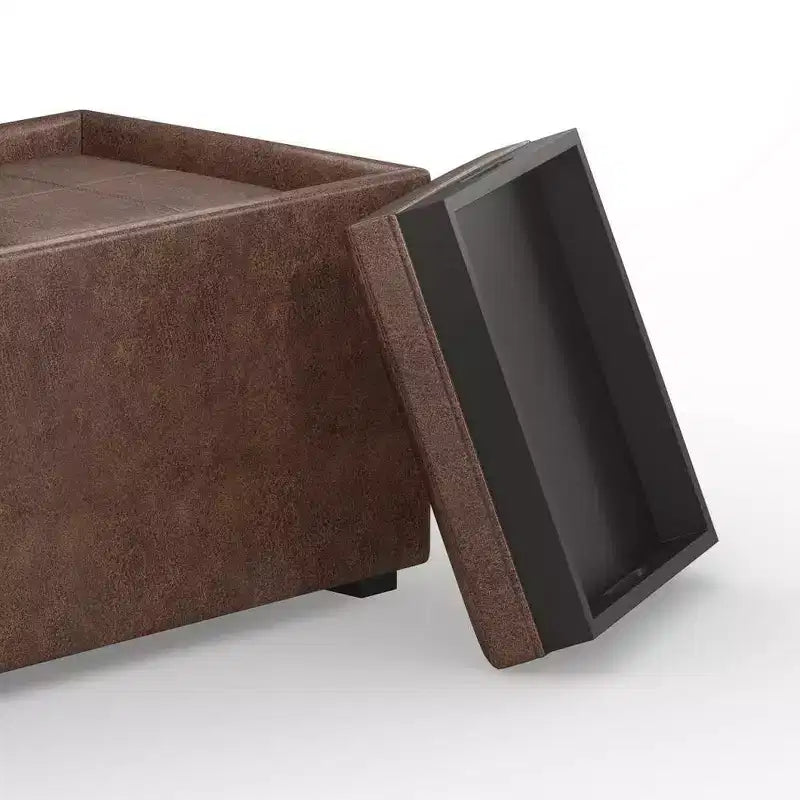Lot de 5 poufs/bancs de rangement Franklin effet vieilli - WyndenHall
