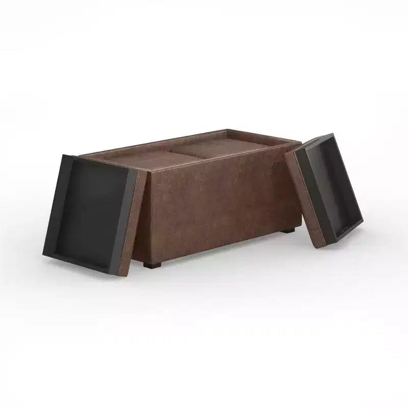 Lot de 5 poufs/bancs de rangement Franklin effet vieilli - WyndenHall