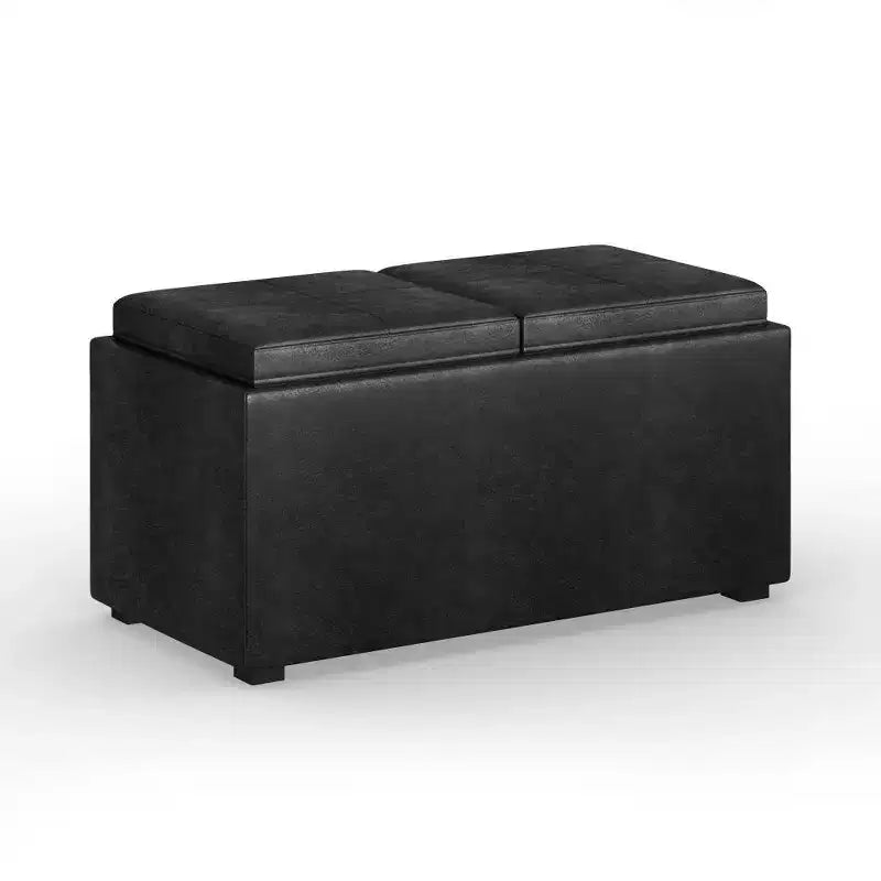 Lot de 5 poufs/bancs de rangement Franklin effet vieilli - WyndenHall