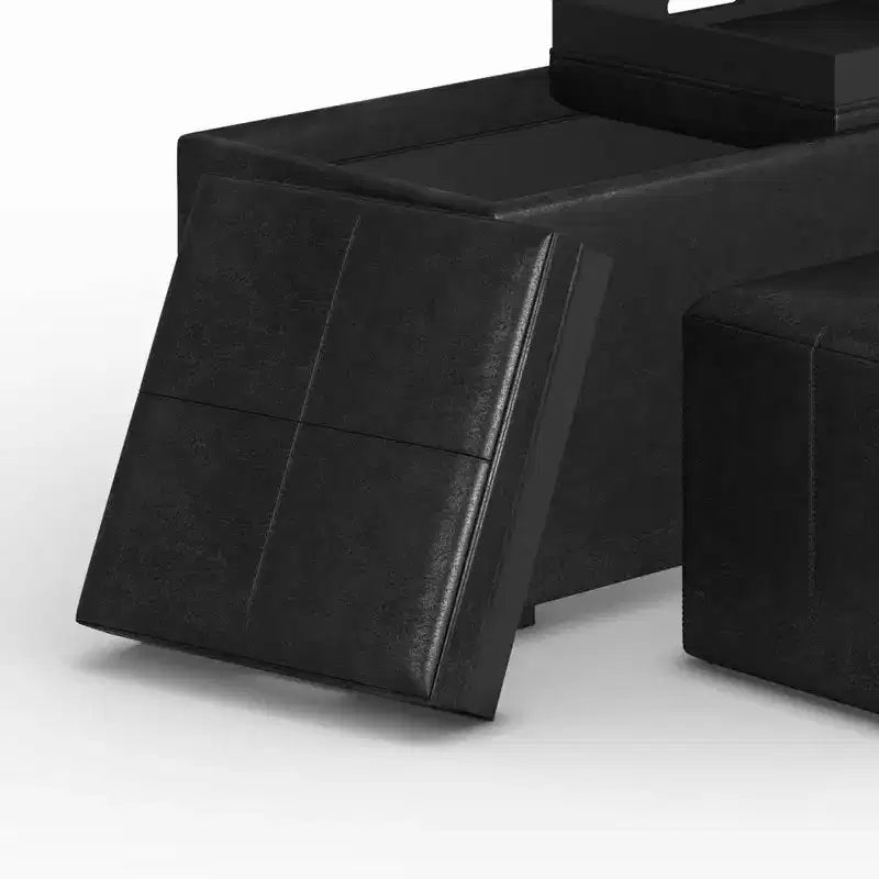Lot de 5 poufs/bancs de rangement Franklin effet vieilli - WyndenHall