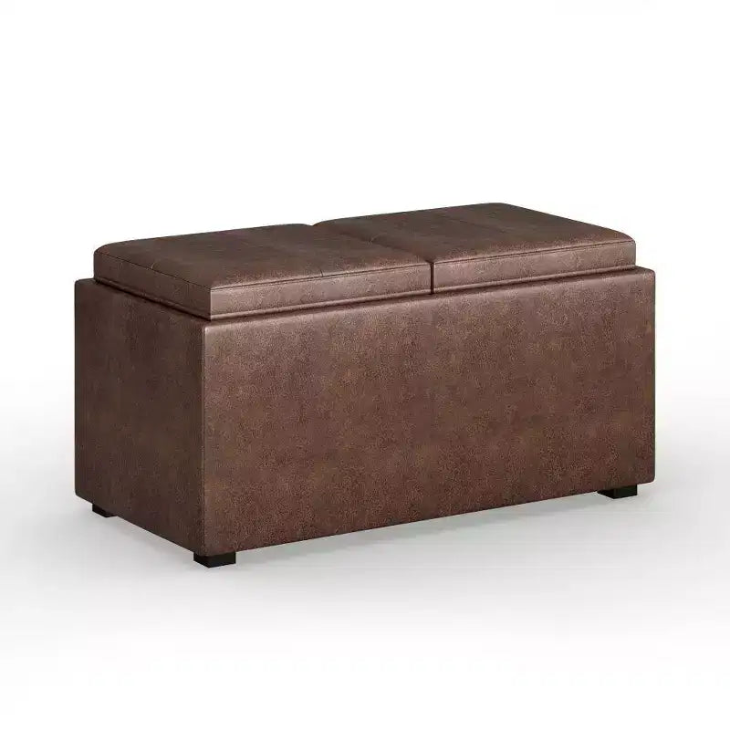 Lot de 5 poufs/bancs de rangement Franklin effet vieilli - WyndenHall