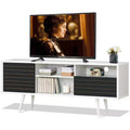 Costway Modern TV Stand/Console Cabinet 3 Shelves Storage Drawer Splayed Leg Black/White