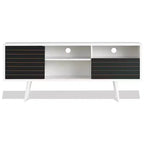Meuble TV/Console moderne Costway, 3 étagères, tiroir de rangement, pieds évasés, noir/blanc