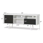 Meuble TV/Console moderne Costway, 3 étagères, tiroir de rangement, pieds évasés, noir/blanc