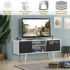 Meuble TV/Console moderne Costway, 3 étagères, tiroir de rangement, pieds évasés, noir/blanc