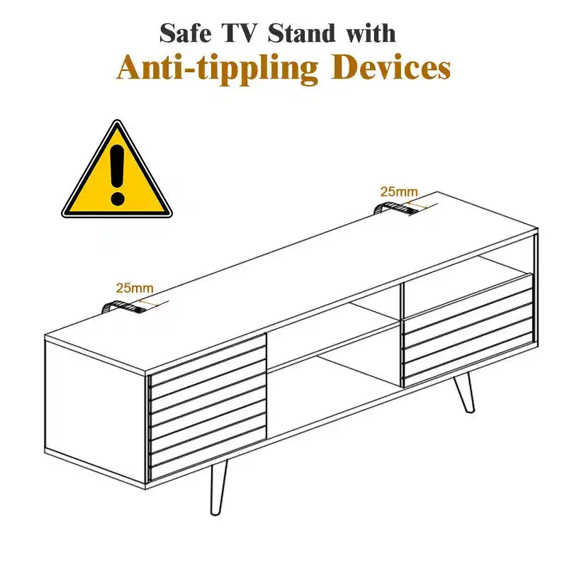 Meuble TV/Console moderne Costway, 3 étagères, tiroir de rangement, pieds évasés, noir/blanc