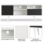 Meuble TV/Console moderne Costway, 3 étagères, tiroir de rangement, pieds évasés, noir/blanc