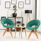 Costway Set of 2 Swivel Accent Chair Modern Velvet Vanity Chair w/ Wood Legs
