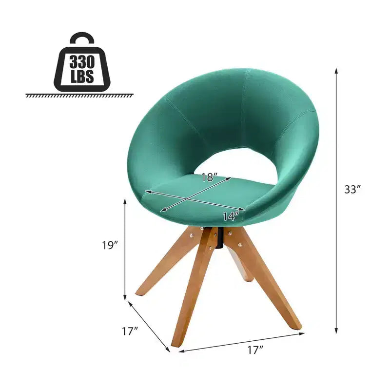 Costway Set of 2 Swivel Accent Chair Modern Velvet Vanity Chair w/ Wood Legs