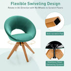 Costway Set of 2 Swivel Accent Chair Modern Velvet Vanity Chair w/ Wood Legs