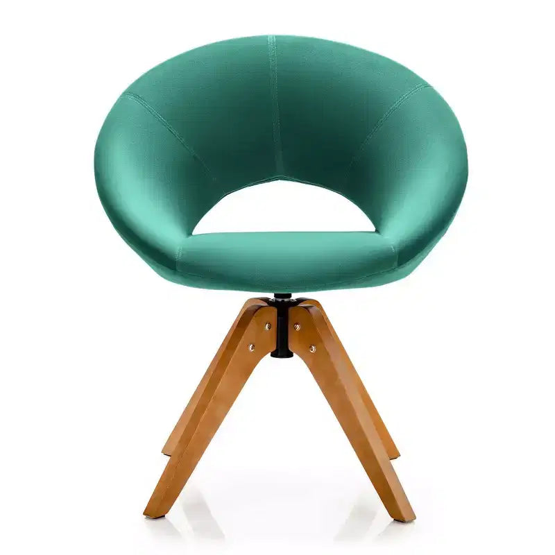 Costway Set of 2 Swivel Accent Chair Modern Velvet Vanity Chair w/ Wood Legs