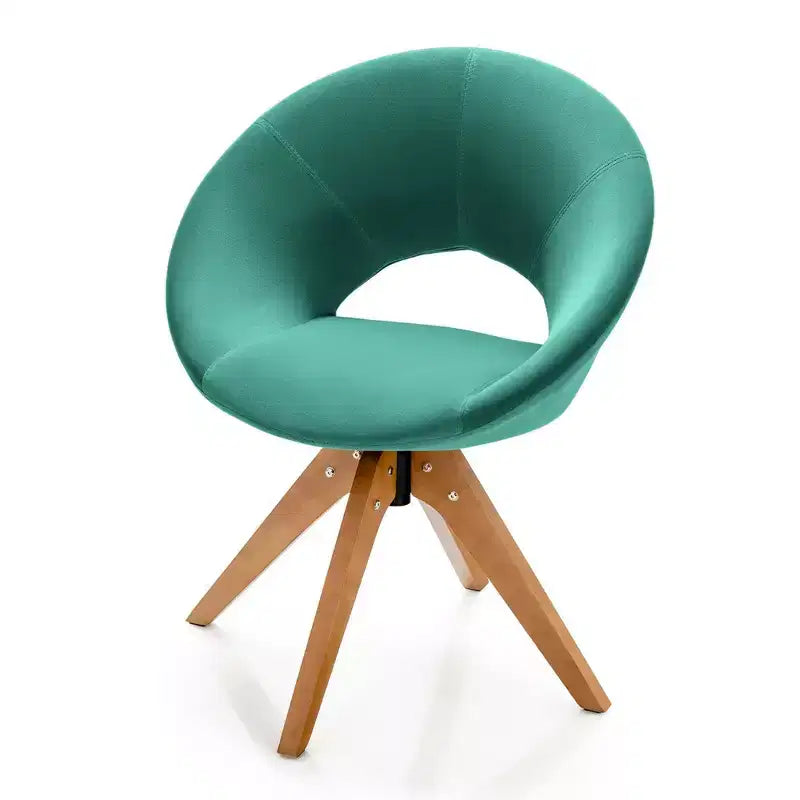 Costway Set of 2 Swivel Accent Chair Modern Velvet Vanity Chair w/ Wood Legs