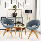 Costway Set of 2 Swivel Accent Chair Modern Velvet Vanity Chair w/ Wood Legs