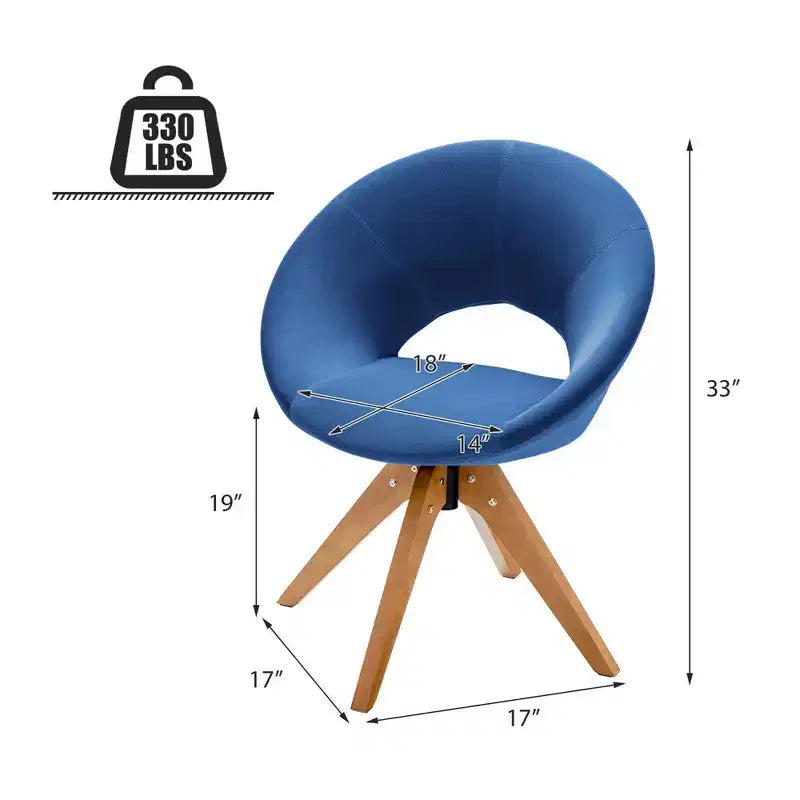 Costway Set of 2 Swivel Accent Chair Modern Velvet Vanity Chair w/ Wood Legs