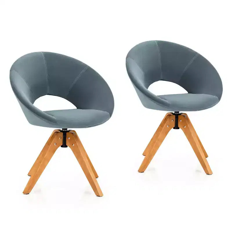 Costway Set of 2 Swivel Accent Chair Modern Velvet Vanity Chair w/ Wood Legs