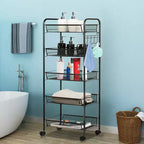 Costway 5 Tier Storage Rack Trolley Cart Home Kitchen Organizer Utility Baskets Black