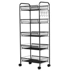 Costway 5 Tier Storage Rack Trolley Cart Home Kitchen Organizer Utility Baskets Black