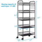 Costway 5 Tier Storage Rack Trolley Cart Home Kitchen Organizer Utility Baskets Black